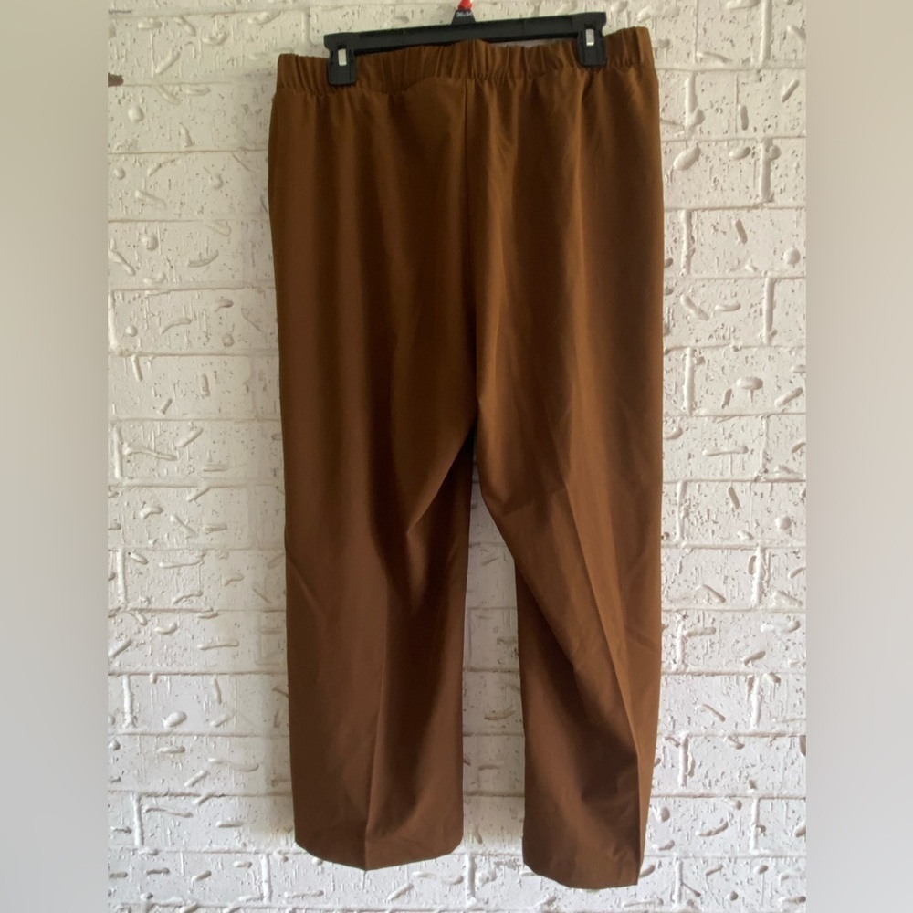 Calvin Klein Chocolate Brown Bow Tie elastic Waist Cropped Pants size Medium - Picture 3 of 4